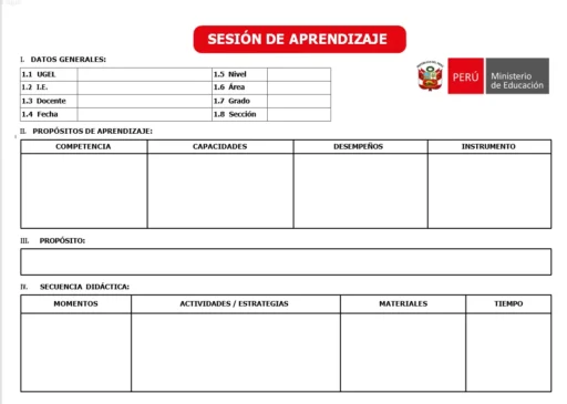 formato sesion de aprendizaje